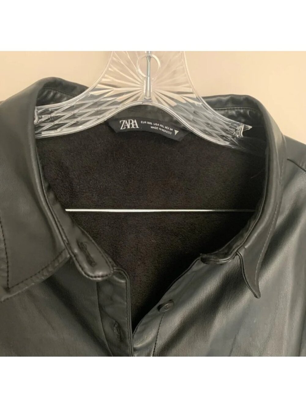 Zara Black Faux Leather Cropped Jacket  XXL - Picture 4 of 14